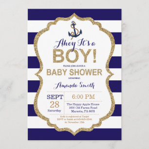 Invitation C'est un garçon !Invitation au Baby shower nautiqu