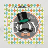 Invitation C'est un garçon ! Jacquard coloré (Devant / Derrière)