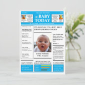 Invitation "C'est un garçon ! JOURNAL DE BÉBÉ Annonce de nais (Debout devant)