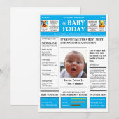 Invitation "C'est un garçon ! JOURNAL DE BÉBÉ Annonce de nais (Devant / Derrière)