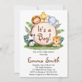 Invitation C'est un garçon Jungle Safari Animaux Baby shower  (Devant)