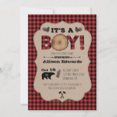 Invitation C'est un garçon Lumberjack Plaid Baby shower Invit (Devant)