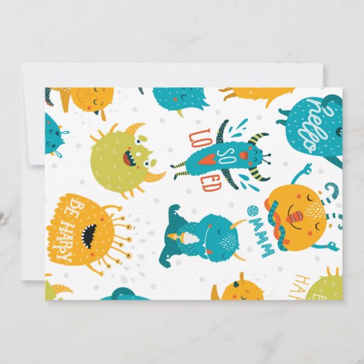 Invitation C'est un garçon mignon monstre baby shower Invitat (Dos)