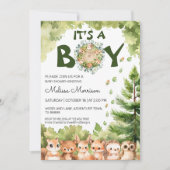 Invitation C'est un garçon Nature Bois Bois Baby Boy Douche (Devant)