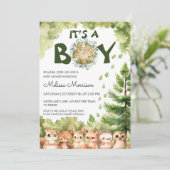 Invitation C'est un garçon Nature Bois Bois Baby Boy Douche (Debout devant)