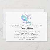 Invitation C'est un garçon Nouveau bébé Douche Bleu Blanc Coe (Devant)