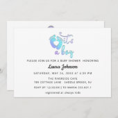 Invitation C'est un garçon Nouveau bébé Douche Bleu Blanc Coe (Devant / Derrière)