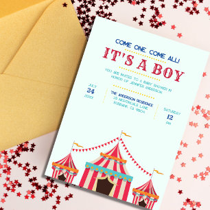 Invitation C'est un garçon ou une fille Baby shower cirque