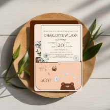 C'est un garçon ! Ourson mignon et fleurs de margu