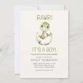 Invitation C'est un garçon QR Code Boho Dinosaur Baby Boy Sho (Devant)