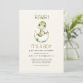 Invitation C'est un garçon QR Code Boho Dinosaur Baby Boy Sho (Debout devant)
