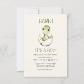 Invitation C'est un garçon QR Code mignon Dinosaur bébé douch (Devant)