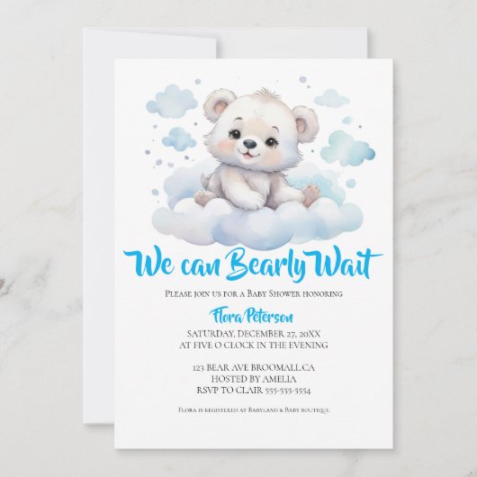 Invitation C'est un garçon qui attend la douche d'ours bébé e (Devant)