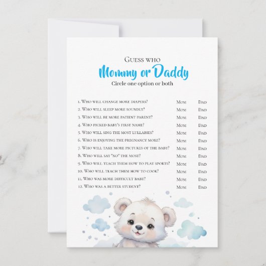 Invitation C'est un garçon qui attend la douche d'ours bébé e (Devant)