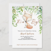 Invitation C'est un Garçon, Renard boisé, Verdure, Or Rose (Devant)