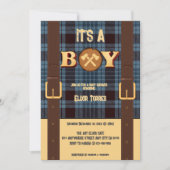 Invitation C'est un garçon Rustic Lumberjack Flannel Baby sho (Devant)