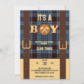 Invitation C'est un garçon Rustic Lumberjack Flannel Baby sho (Devant)
