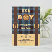 Invitation C'est un garçon Rustic Lumberjack Flannel Baby sho (Debout devant)