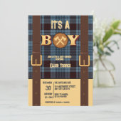 Invitation C'est un garçon Rustic Lumberjack Flannel Baby sho (Debout devant)