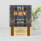 Invitation C'est un garçon Rustic Lumberjack Flannel Baby sho (Debout devant)