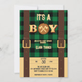 Invitation C'est un garçon Rustic Lumberjack Flannel Baby sho (Devant)