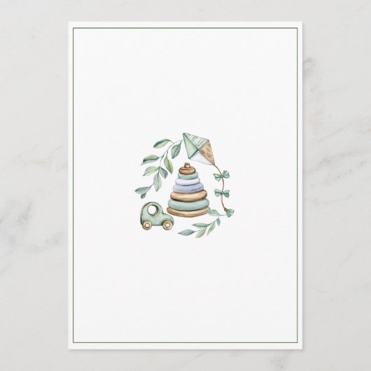 Invitation C'est un garçon Rustique Aquarelle bébé (Dos)