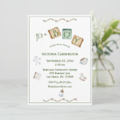 Invitation C'est un garçon Rustique Aquarelle bébé (Debout devant)