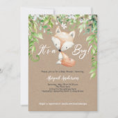 Invitation C'est un garçon, rustique, Bois, Verdure, Baby sho (Devant)