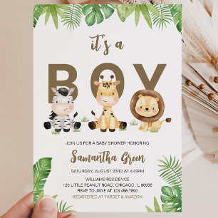 Invitation C'est un garçon Safari Jungle Baby Shower