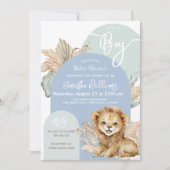 Invitation C'est un garçon Safari Thème Lion Baby shower (Devant)