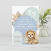 Invitation C'est un garçon Safari Thème Lion Baby shower (Debout devant)