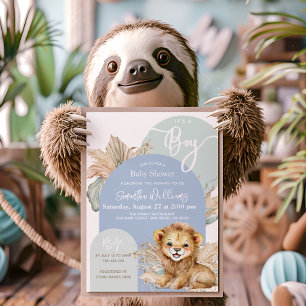 Invitation C'est un garçon Safari Thème Lion Baby shower