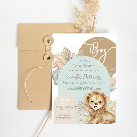 Invitation C'est un garçon Safari Thème Lion Baby shower