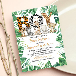 Invitation C'est un garçon ! Safari Wild Baby shower Party