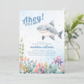 Invitation C'est un garçon sous le Baby shower marin (Debout devant)