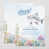 Invitation C'est un garçon sous le Baby shower marin (Devant / Derrière)