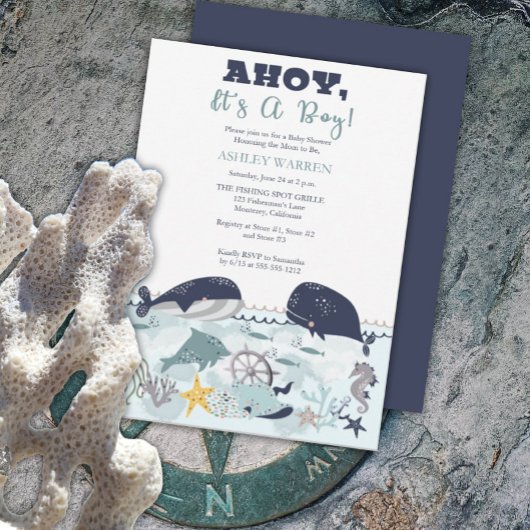Invitation C'est un garçon sous le Baby shower marin