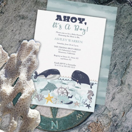 Invitation C'est un garçon sous le Baby shower marin