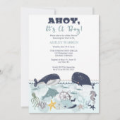 Invitation C'est un garçon sous le Baby shower marin (Devant)