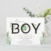 Invitation C'est un garçon tribal jungle baby shower de palmi (Debout devant)