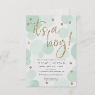 Invitation C'est un garçon vert Polka Dot Baby Shower Invitat
