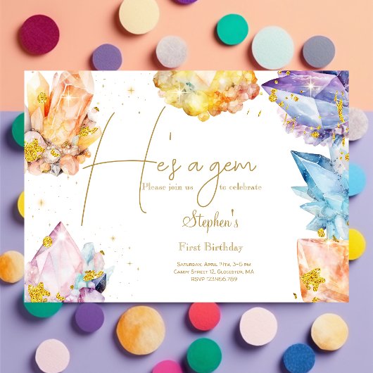 Invitation C'est un Gem Birthday Crystals de l'aquarelle du g