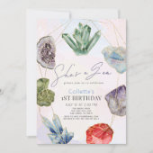 Invitation C'est un Gem Crystals Gemstone Géologie 1er annive (Devant)