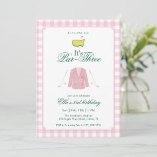 Invitation C'est un golf Par-Trois 3e anniversaire rose gingh