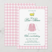 Invitation C'est un golf Par-Trois 3e anniversaire rose gingh (Devant / Derrière)