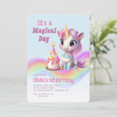 Invitation C'est un jour magique Bleu 1er anniversaire (Debout devant)