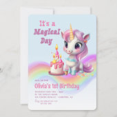 Invitation C'est un jour magique Bleu 1er anniversaire (Devant)