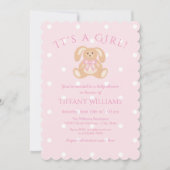 Invitation C'est un lapin lapin de fille Baby shower rose pas (Devant)