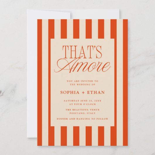 Invitation C'est un Mariage Amore Red Stripes (Devant)