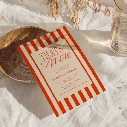Invitation C'est un Mariage Amore Red Stripes